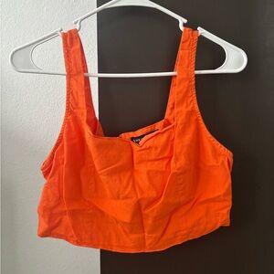 SHEIN Orange 2-Piece Set: Corset Crop Top & Wide Leg Palazzo Pants - Size L NEW